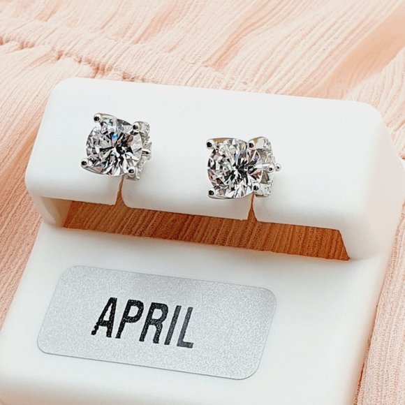 Birthstone S925 Sterling Silver CZ Stud Earrings for Women/Girl, US1925… - Picture 7 of 10